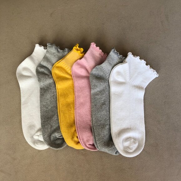 6 Pairs New Womens Socks Short Low Cut Ankle Ruffle Socks for Women - Picture 2 of 10